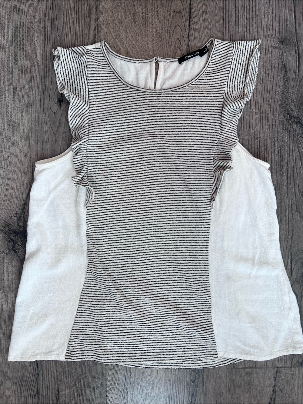 Doe & Rae Striped Ruffle Sleeve -Large